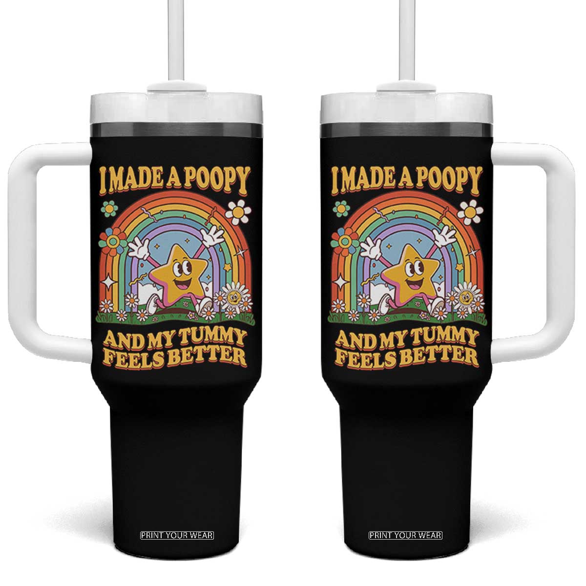 I Made A Poopy And My Tummy Feels Better Tumbler With Handle Funny Inappropriate Vacation Swap Adult TS11 One Size: 40 oz Black Print Your Wear