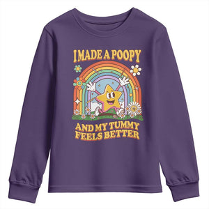 I Made A Poopy And My Tummy Feels Better Youth Sweatshirt Funny Inappropriate Vacation Swap Adult TS11 Purple Print Your Wear