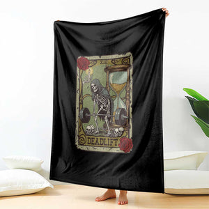 Funny Tarot Card Deadlifts Gym Workout Skeleton Throw Blanket TS11 Print Your Wear