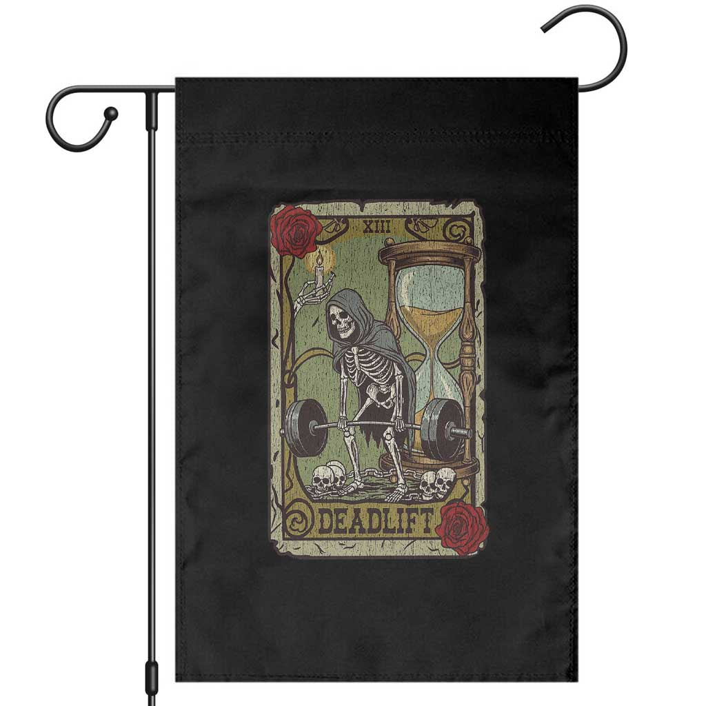 Funny Tarot Card Deadlifts Gym Workout Skeleton Garden Flag TS11 Black Print Your Wear