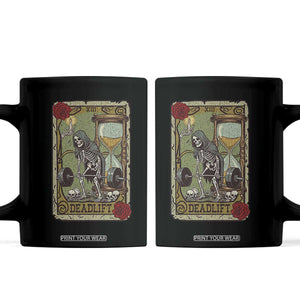 Funny Tarot Card Deadlifts Gym Workout Skeleton Coffee Mug TS11 Black Print Your Wear