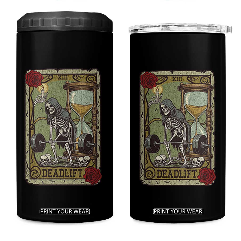 Funny Tarot Card Deadlifts Gym Workout Skeleton 4 in 1 Can Cooler Tumbler TS11 One Size: 16 oz Black Print Your Wear