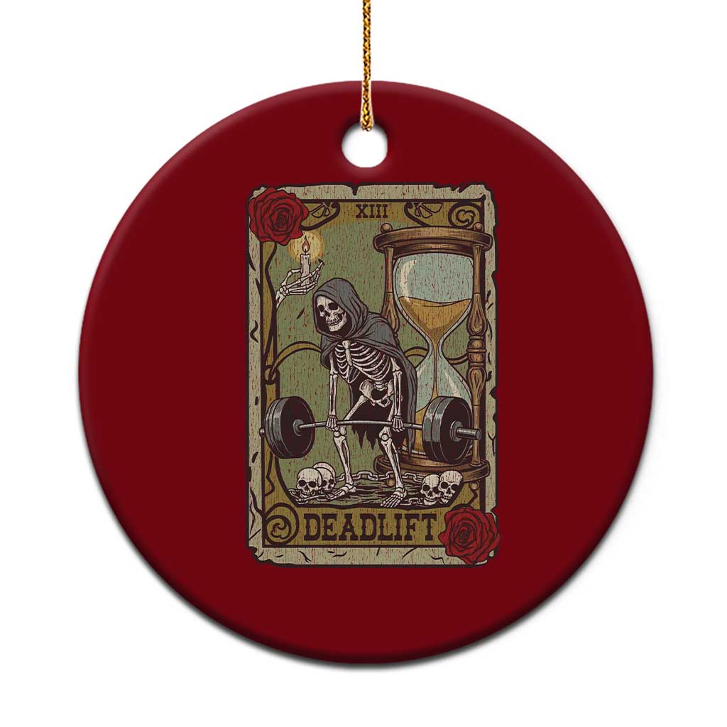 Funny Tarot Card Deadlifts Gym Workout Skeleton Ceramic Ornament TS11 1pc Red Print Your Wear