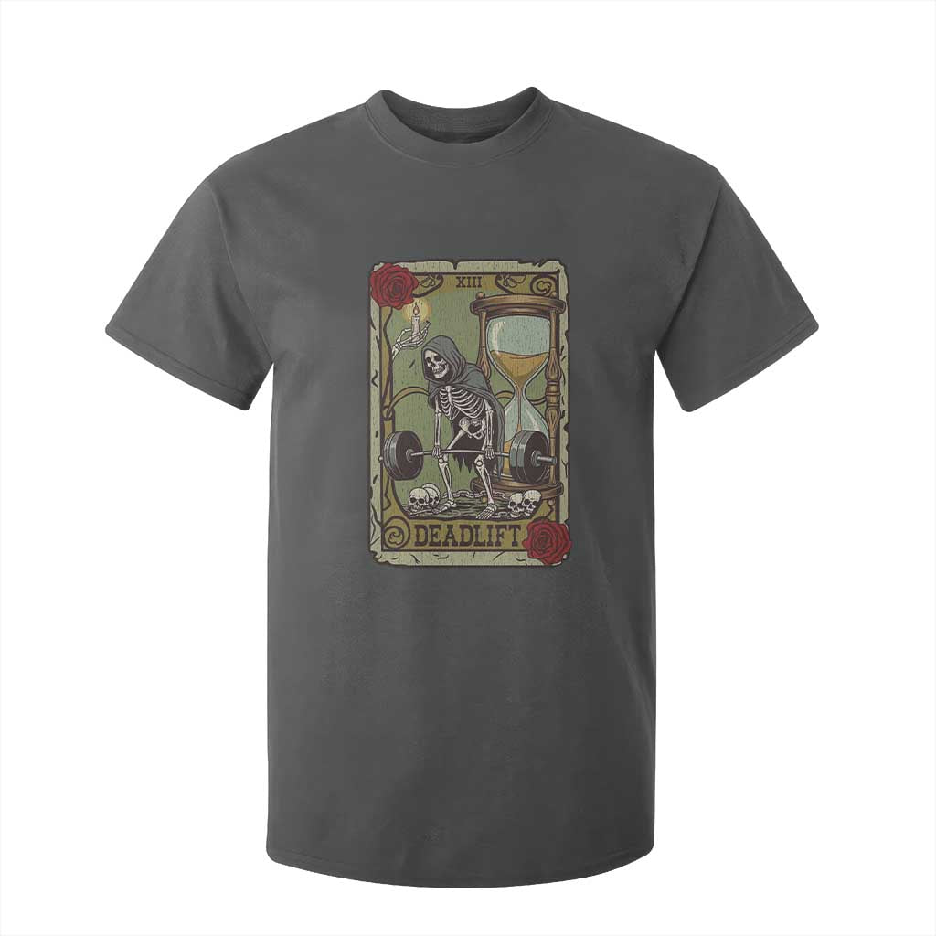 Funny Tarot Card Deadlifts Gym Workout Skeleton T Shirt For Kid TS11 Dark Heather Print Your Wear