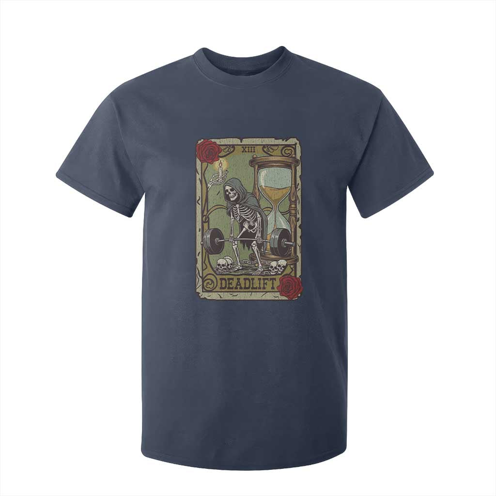 Funny Tarot Card Deadlifts Gym Workout Skeleton T Shirt For Kid TS11 Navy Print Your Wear