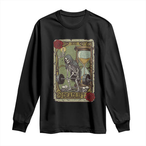 Funny Tarot Card Deadlifts Gym Workout Skeleton Long Sleeve Shirt TS11 Black Print Your Wear