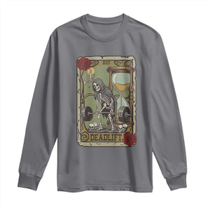 Funny Tarot Card Deadlifts Gym Workout Skeleton Long Sleeve Shirt TS11 Charcoal Print Your Wear