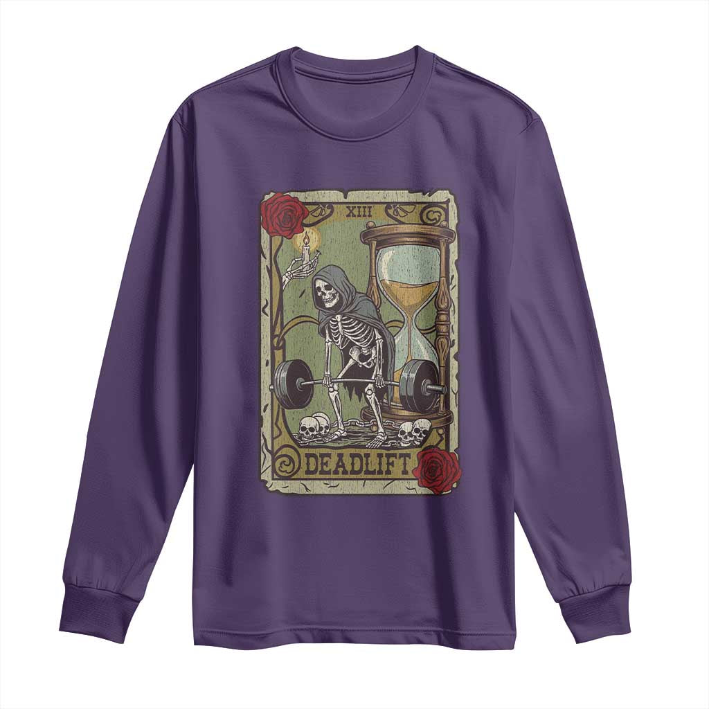 Funny Tarot Card Deadlifts Gym Workout Skeleton Long Sleeve Shirt TS11 Purple Print Your Wear