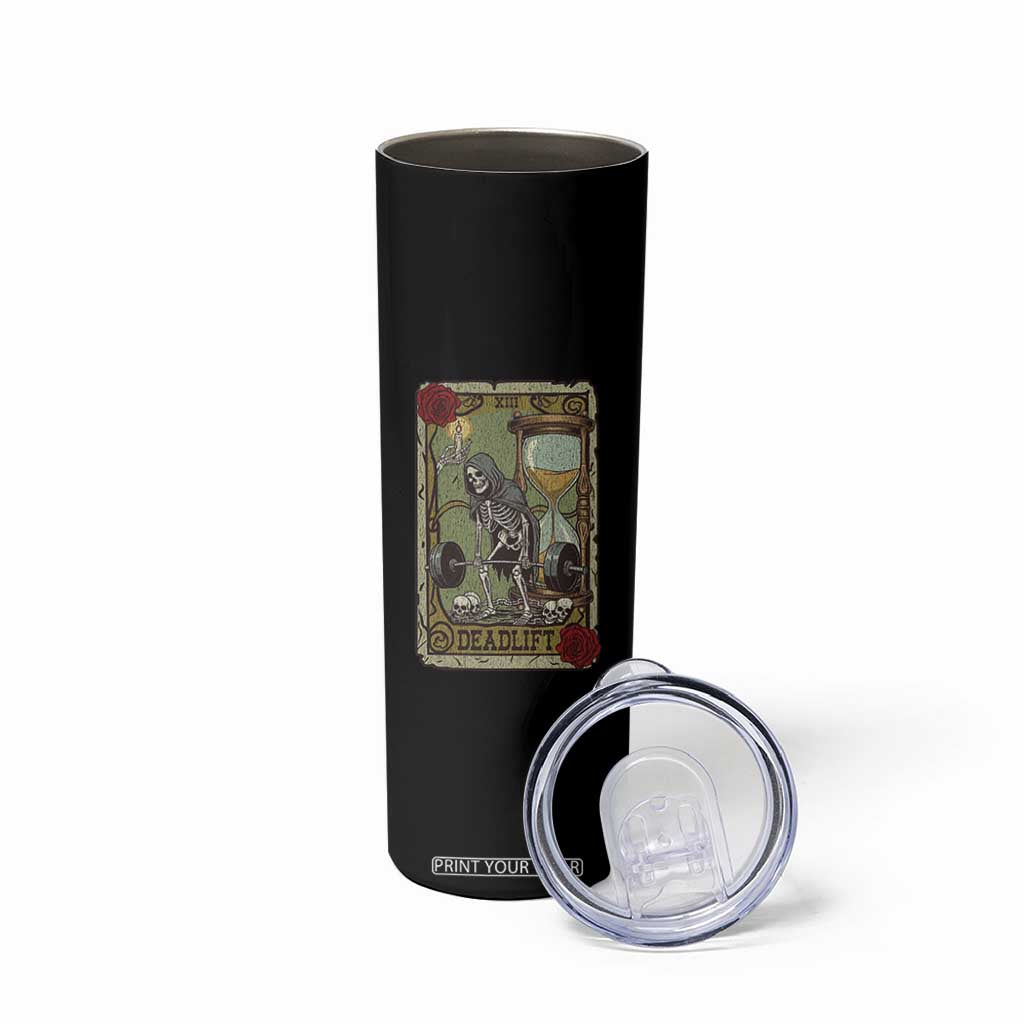 Funny Tarot Card Deadlifts Gym Workout Skeleton Skinny Tumbler TS11 Print Your Wear