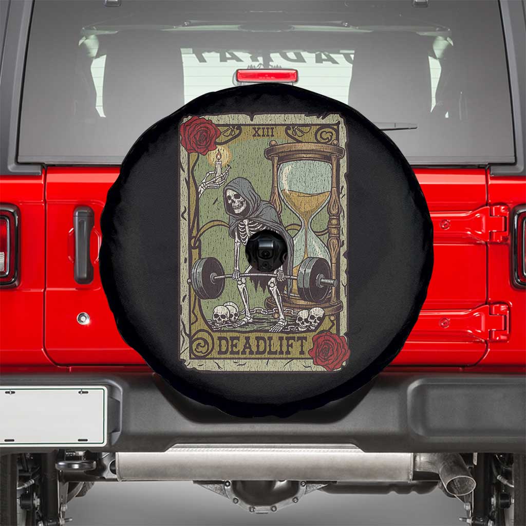 Funny Tarot Card Deadlifts Gym Workout Skeleton Spare Tire Cover TS11 Black Print Your Wear