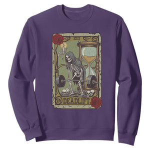 Funny Tarot Card Deadlifts Gym Workout Skeleton Sweatshirt TS11 Purple Print Your Wear