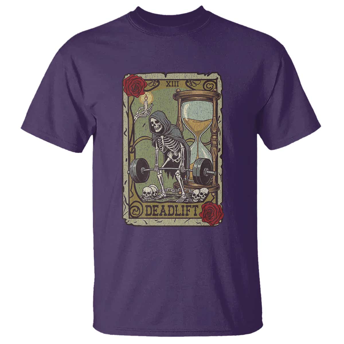 Funny Tarot Card Deadlifts Gym Workout Skeleton T Shirt TS11 Purple Print Your Wear