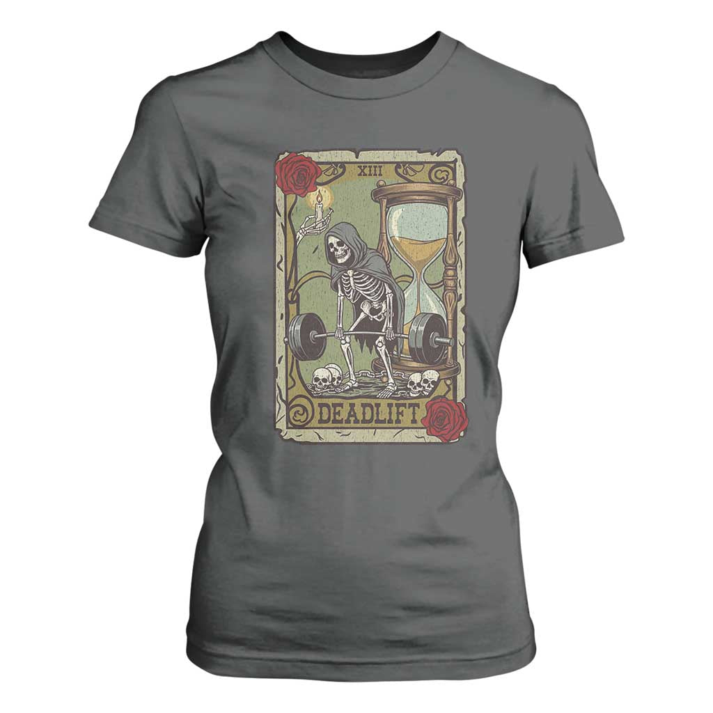Funny Tarot Card Deadlifts Gym Workout Skeleton T Shirt For Women TS11 Dark Heather Print Your Wear