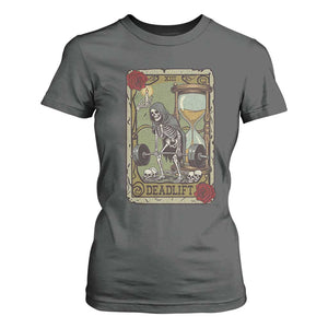 Funny Tarot Card Deadlifts Gym Workout Skeleton T Shirt For Women TS11 Dark Heather Print Your Wear
