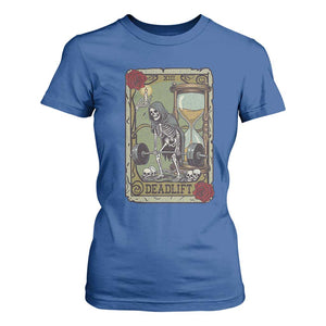 Funny Tarot Card Deadlifts Gym Workout Skeleton T Shirt For Women TS11 Royal Blue Print Your Wear