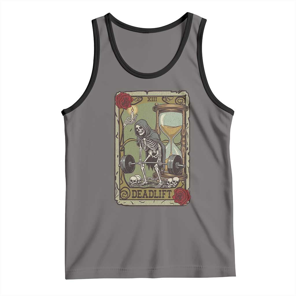 Funny Tarot Card Deadlifts Gym Workout Skeleton Tank Top TS11 Deep Heather Black Print Your Wear