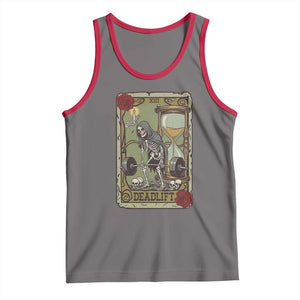 Funny Tarot Card Deadlifts Gym Workout Skeleton Tank Top TS11 Deep Heather Red Print Your Wear