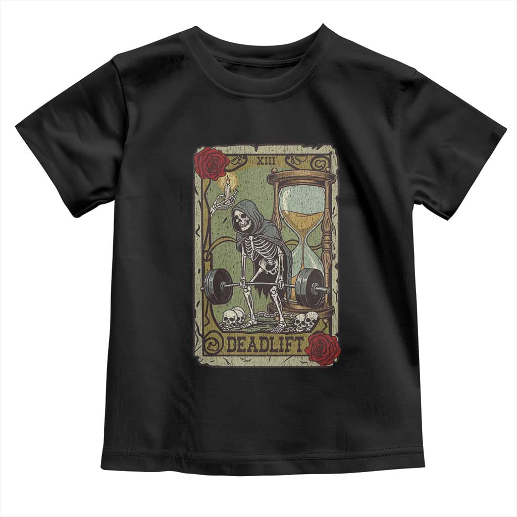 Funny Tarot Card Deadlifts Gym Workout Skeleton Toddler T Shirt TS11 Black Print Your Wear