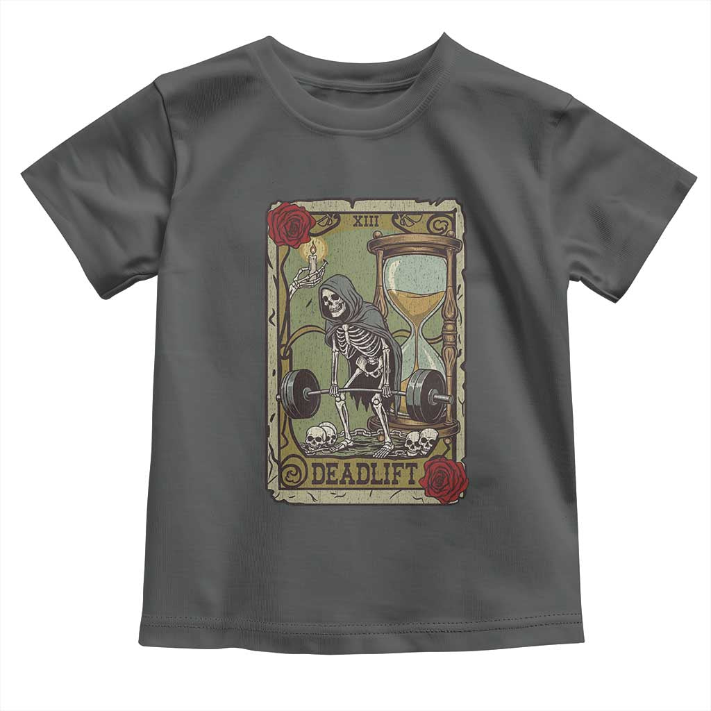 Funny Tarot Card Deadlifts Gym Workout Skeleton Toddler T Shirt TS11 Dark Heather Print Your Wear