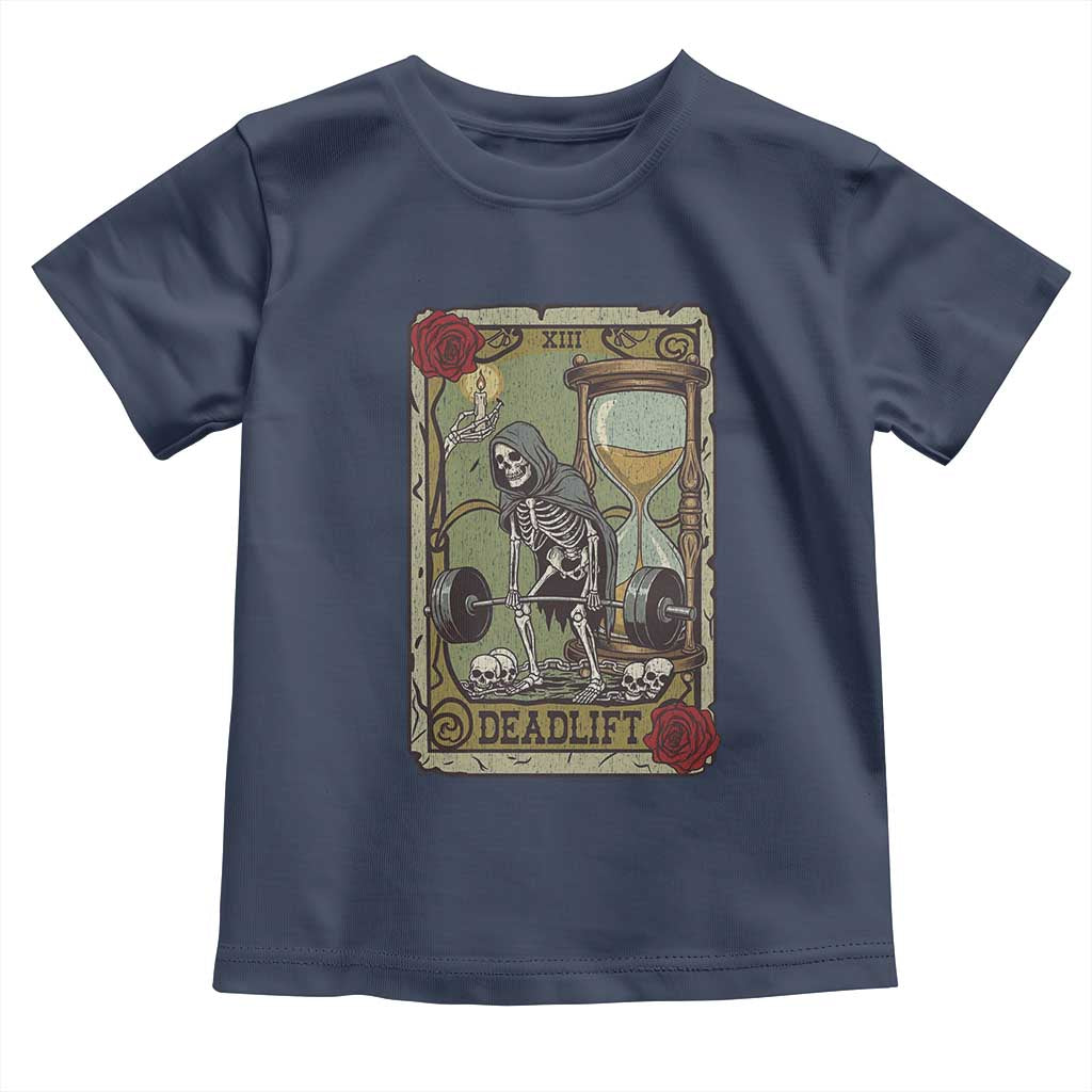 Funny Tarot Card Deadlifts Gym Workout Skeleton Toddler T Shirt TS11 Navy Print Your Wear