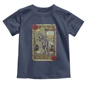 Funny Tarot Card Deadlifts Gym Workout Skeleton Toddler T Shirt TS11 Navy Print Your Wear