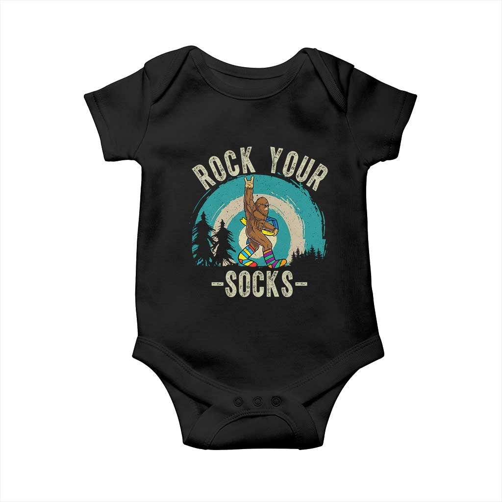 Funny Down Syndrome Awareness Bigfoot Baby Onesie Rock Your Socks TS11 Black Print Your Wear