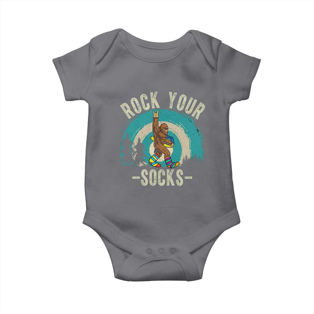 Funny Down Syndrome Awareness Bigfoot Baby Onesie Rock Your Socks TS11 Charcoal Print Your Wear