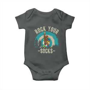 Funny Down Syndrome Awareness Bigfoot Baby Onesie Rock Your Socks TS11 Dark Heather Print Your Wear