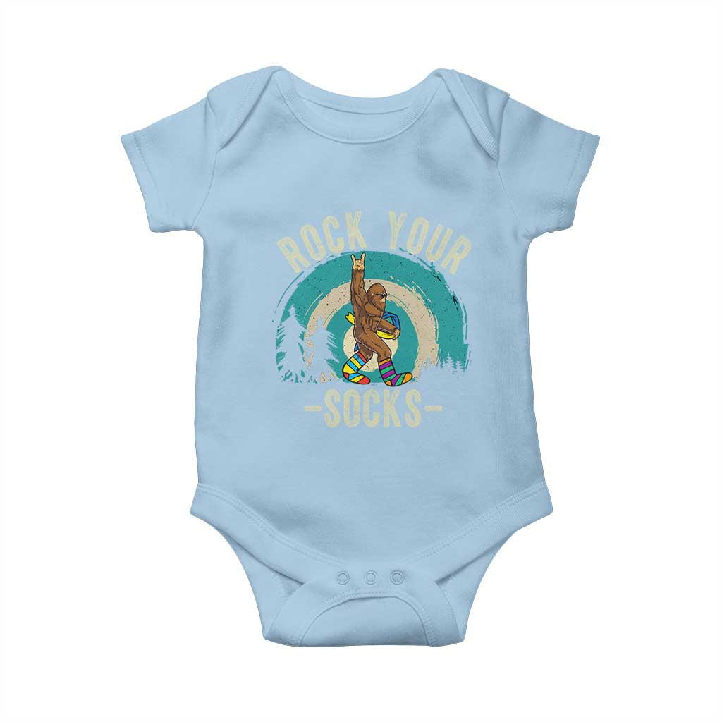 Funny Down Syndrome Awareness Bigfoot Baby Onesie Rock Your Socks TS11 Light Blue Print Your Wear
