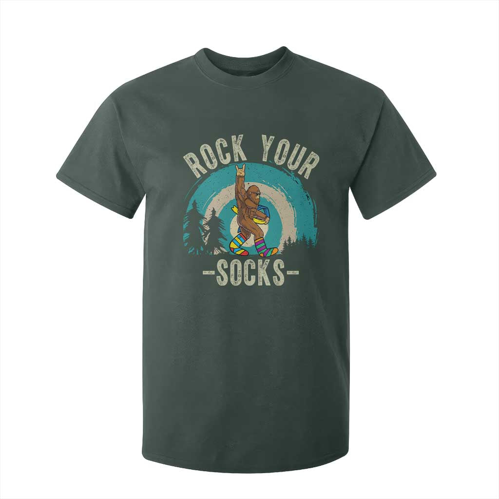 Funny Down Syndrome Awareness Bigfoot T Shirt For Kid Rock Your Socks TS11 Dark Forest Green Print Your Wear