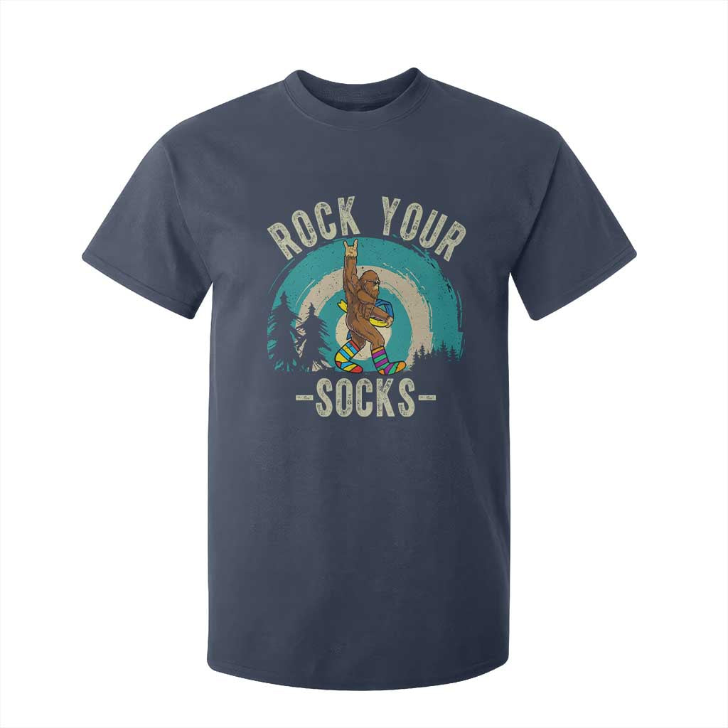 Funny Down Syndrome Awareness Bigfoot T Shirt For Kid Rock Your Socks TS11 Navy Print Your Wear