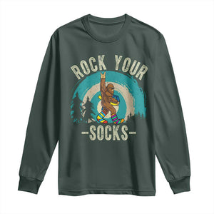 Funny Down Syndrome Awareness Bigfoot Long Sleeve Shirt Rock Your Socks TS11 Dark Forest Green Print Your Wear