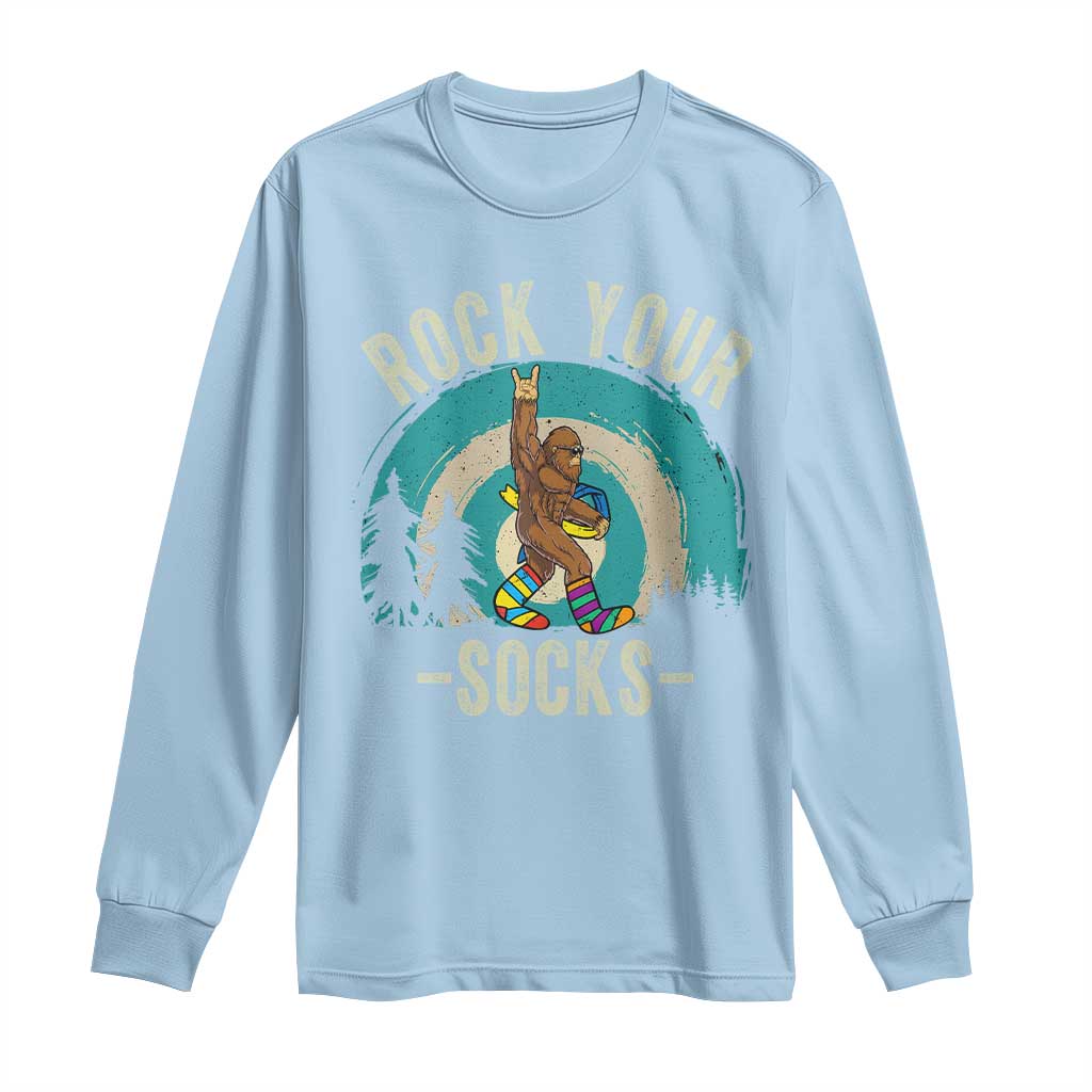 Funny Down Syndrome Awareness Bigfoot Long Sleeve Shirt Rock Your Socks TS11 Light Blue Print Your Wear