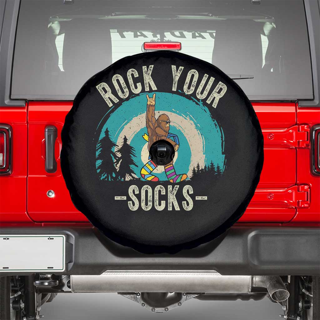 Funny Down Syndrome Awareness Bigfoot Spare Tire Cover Rock Your Socks TS11 Black Print Your Wear