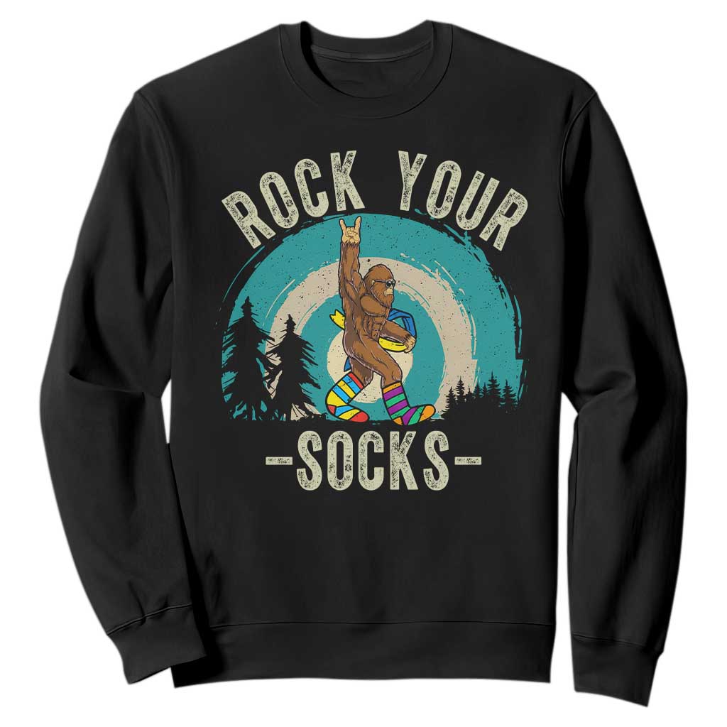 Funny Down Syndrome Awareness Bigfoot Sweatshirt Rock Your Socks TS11 Black Print Your Wear