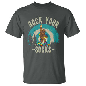 Funny Down Syndrome Awareness Bigfoot T Shirt Rock Your Socks TS11 Dark Heather Print Your Wear