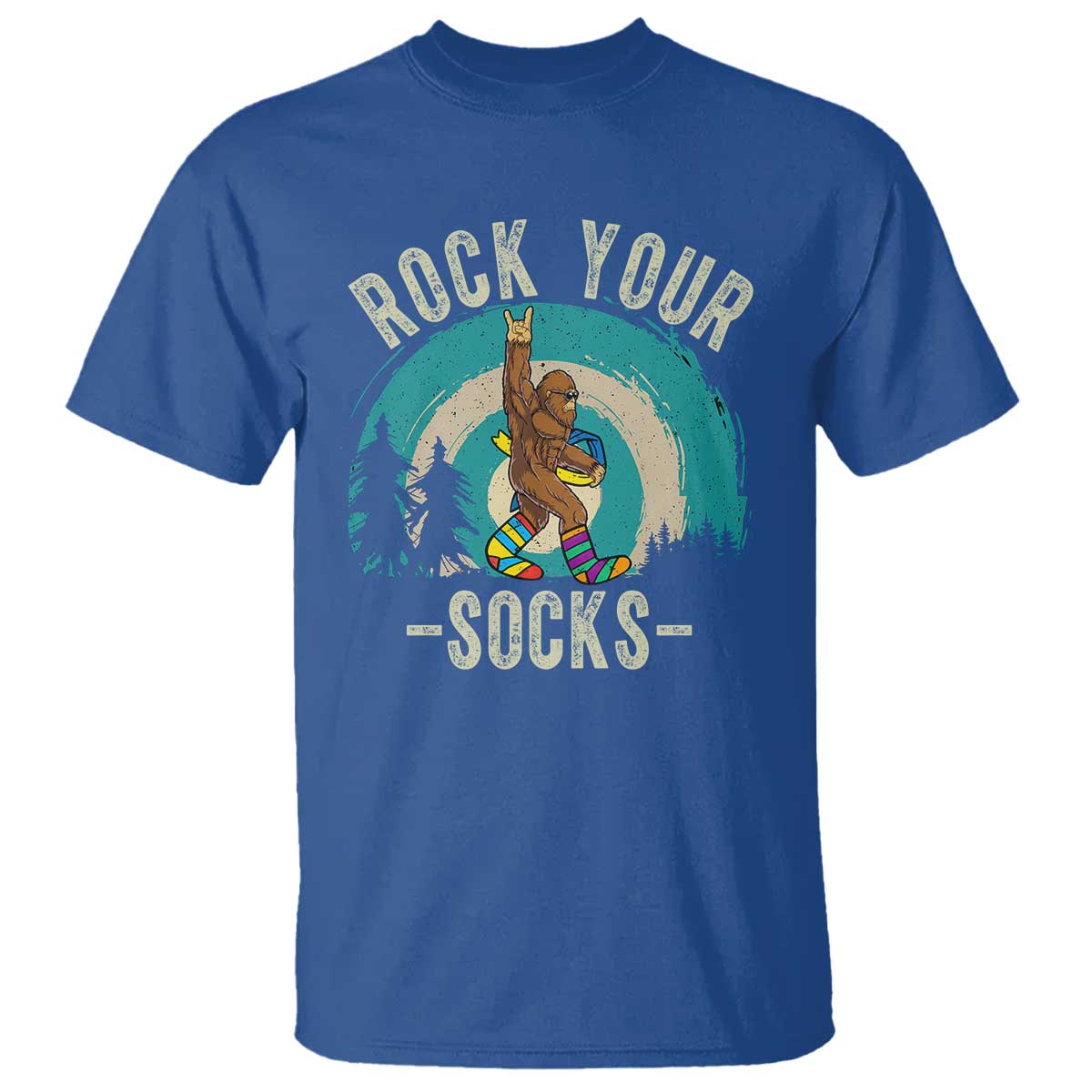Funny Down Syndrome Awareness Bigfoot T Shirt Rock Your Socks TS11 Royal Blue Print Your Wear