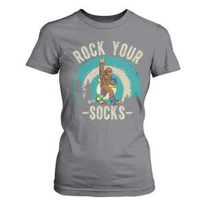 Funny Down Syndrome Awareness Bigfoot T Shirt For Women Rock Your Socks TS11 Charcoal Print Your Wear