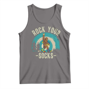 Funny Down Syndrome Awareness Bigfoot Tank Top Rock Your Socks TS11 Deep Heather Print Your Wear