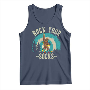 Funny Down Syndrome Awareness Bigfoot Tank Top Rock Your Socks TS11 Navy Print Your Wear