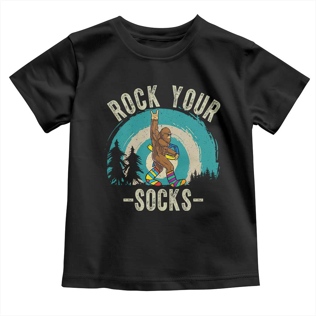 Funny Down Syndrome Awareness Bigfoot Toddler T Shirt Rock Your Socks TS11 Black Print Your Wear