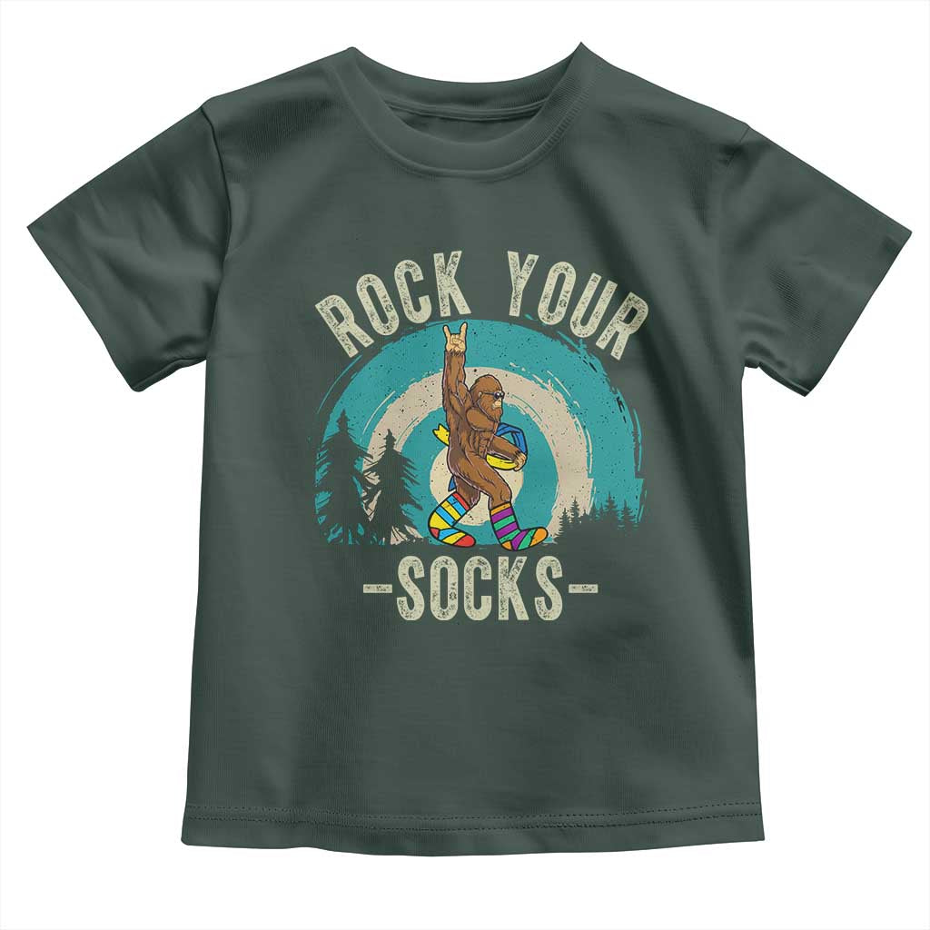 Funny Down Syndrome Awareness Bigfoot Toddler T Shirt Rock Your Socks TS11 Dark Forest Green Print Your Wear