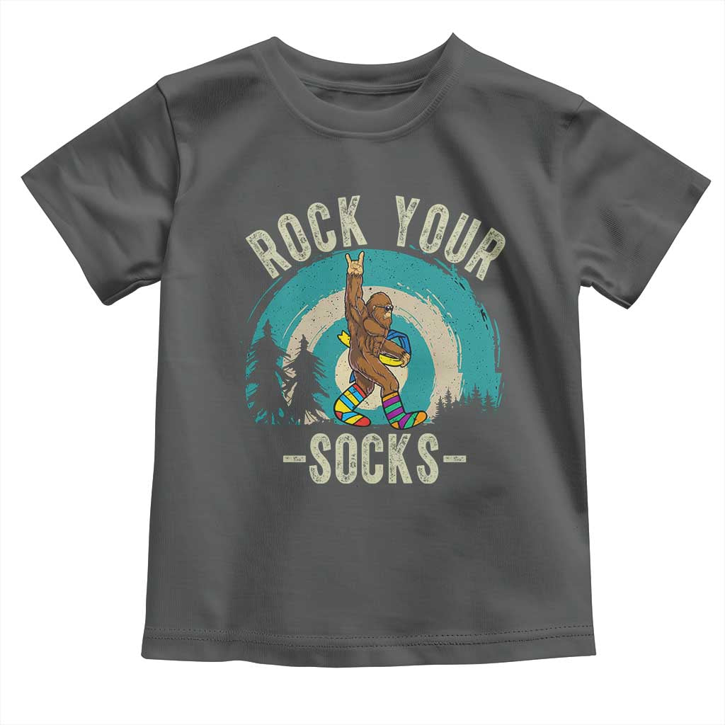 Funny Down Syndrome Awareness Bigfoot Toddler T Shirt Rock Your Socks TS11 Dark Heather Print Your Wear