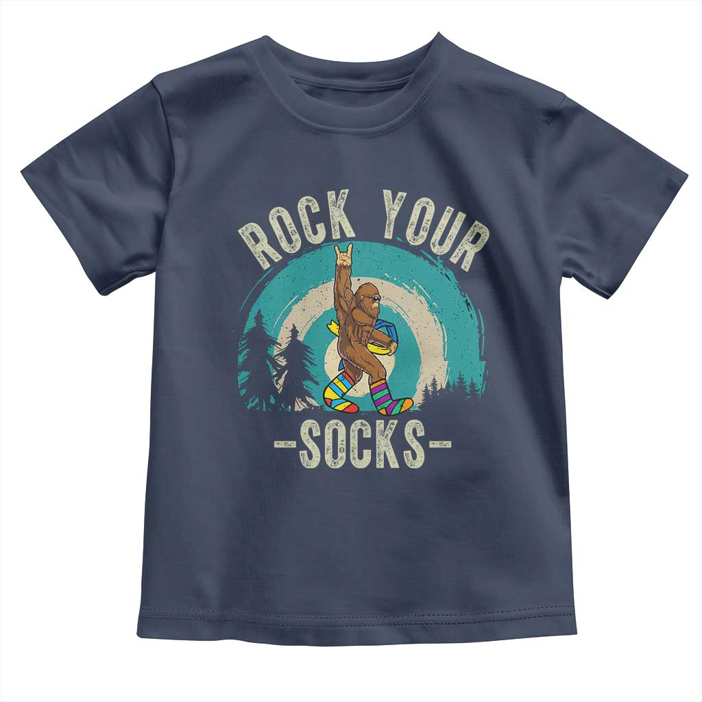 Funny Down Syndrome Awareness Bigfoot Toddler T Shirt Rock Your Socks TS11 Navy Print Your Wear