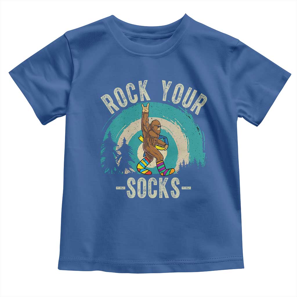 Funny Down Syndrome Awareness Bigfoot Toddler T Shirt Rock Your Socks TS11 Royal Blue Print Your Wear