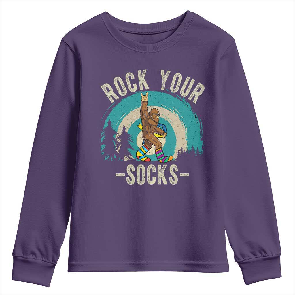 Funny Down Syndrome Awareness Bigfoot Youth Sweatshirt Rock Your Socks TS11 Purple Print Your Wear