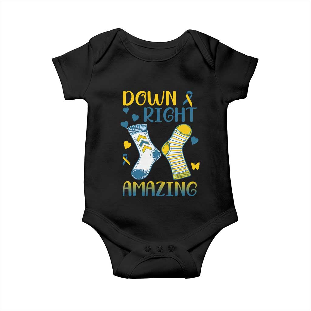 Down Right Amazing Baby Onesie Down Syndrome Awareness Socks Ribbon TS11 Black Print Your Wear