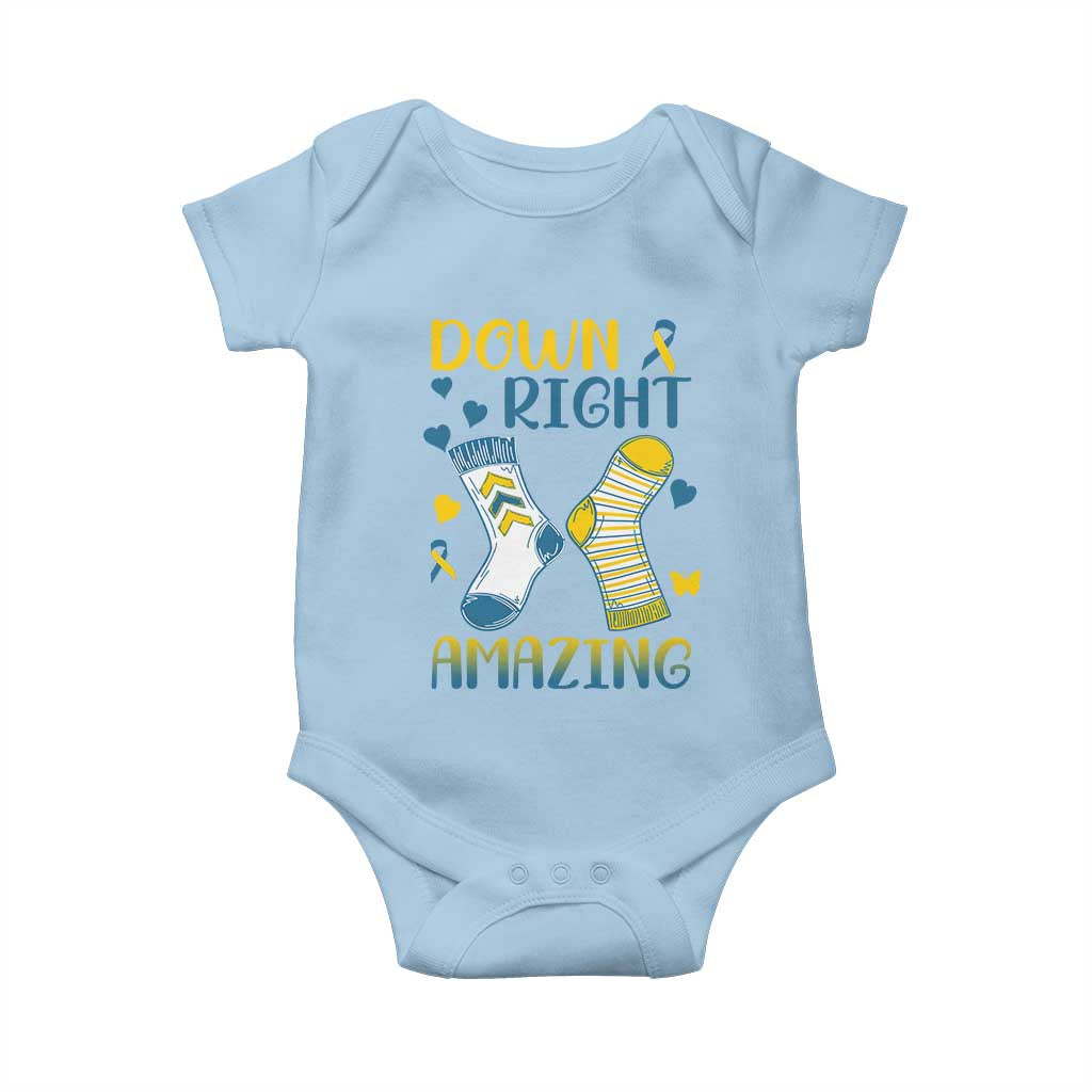 Down Right Amazing Baby Onesie Down Syndrome Awareness Socks Ribbon TS11 Light Blue Print Your Wear