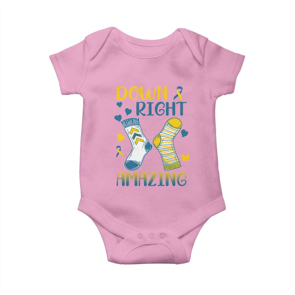 Down Right Amazing Baby Onesie Down Syndrome Awareness Socks Ribbon TS11 Light Pink Print Your Wear