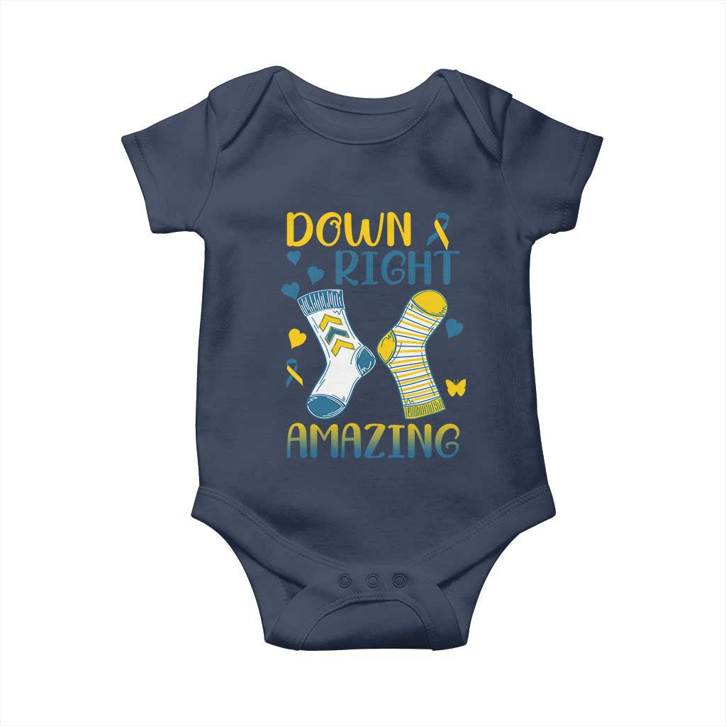 Down Right Amazing Baby Onesie Down Syndrome Awareness Socks Ribbon TS11 Navy Print Your Wear